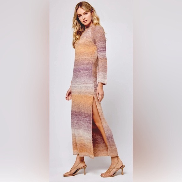 LSPACE MONROE BELL LONG SLEEVE MAXI SWEATER DRESS SIZE S SIDE SLIT CREW NECK NWT - Picture 4 of 9